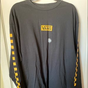 Van black and yellow checkered long sleeve top